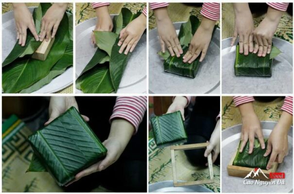 Cách gói Bánh Trưng vuông bằng khuôn