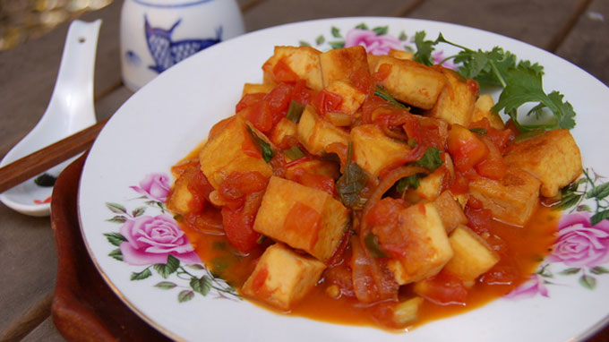 Cách làm đậu phụ sốt cà chua